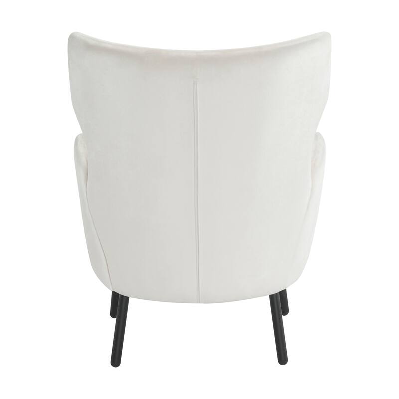 Beige 32" Wing Back Velvet Accent Chair