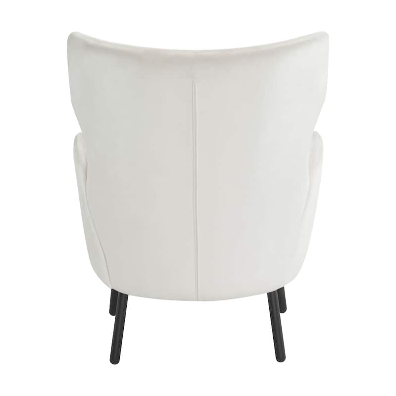 Modern 32" Upholstered Wing Back Velvet Accent Chair with Metal Legs and Pillow