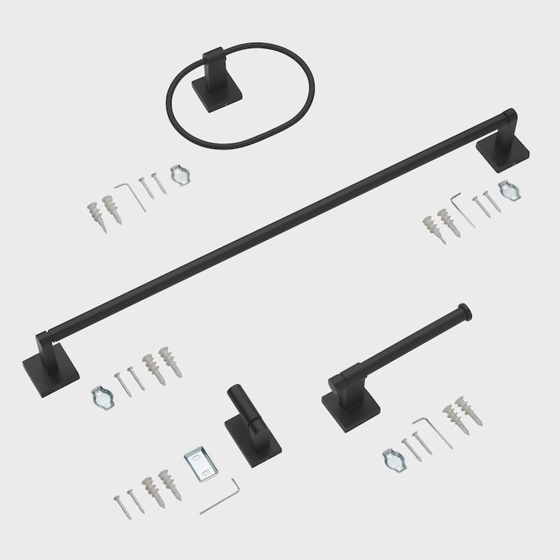 GlideRite 4-Piece Bathroom Hardware Set - 9024-KIT-SQ