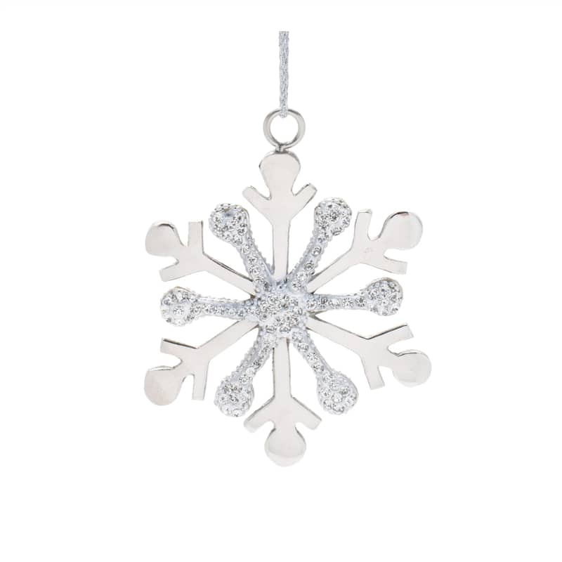HomeRoots Set of Two Silver Metal Snowflake Shape Ornaments