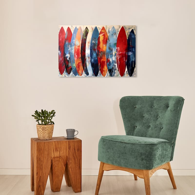 Wynwood Studio Canvas Sports and Teams Surfboards Showcase Red and Nautical & Coastal Wall Art Canvas Print - 24 x 16