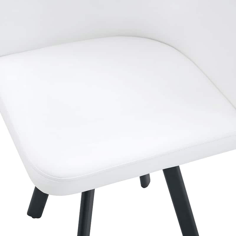 Stylish White Modern PU Material Six-Chair Set Two Designs, Unified Aesthetics