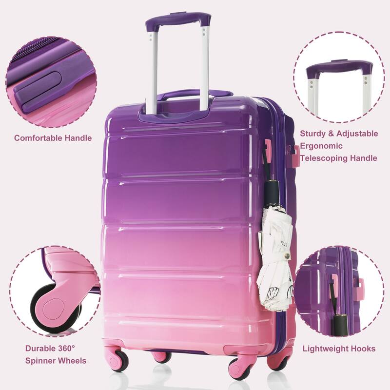 3 Piece Expandable Luggage Set, PC+ABS Durable Hard Shell Carry-on Suitcase with USB Port and Spinner Wheels, for Travel