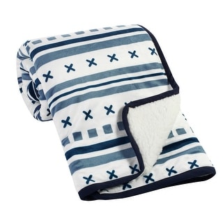 Lambs & Ivy Whimsical Woods Blue/White Sherpa Minky Baby Blanket