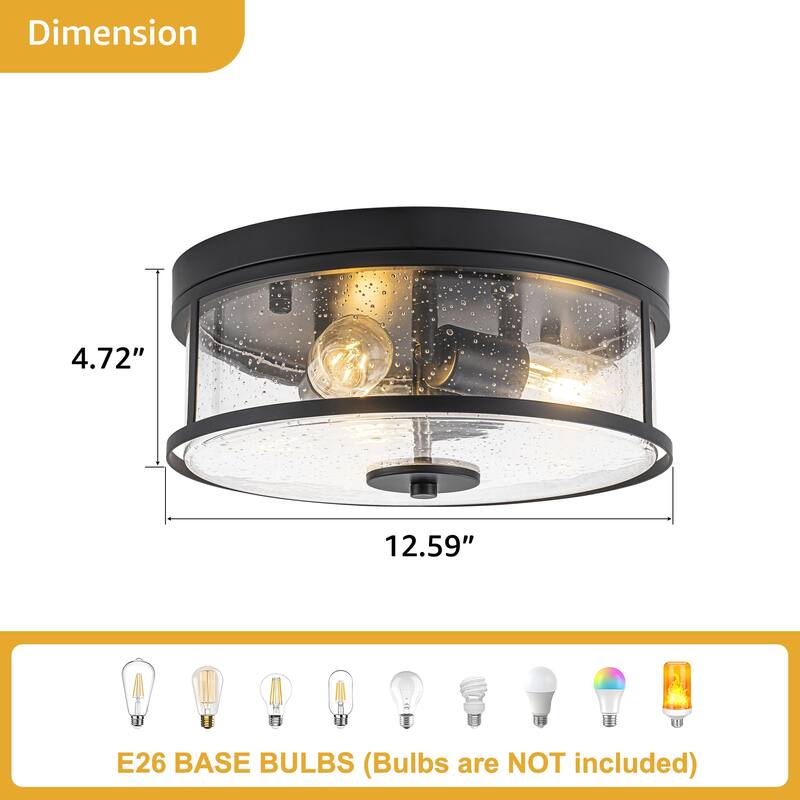 Starsky 3-Light Modern Clear Hammered Glass / Seeded Glass Flush Mount