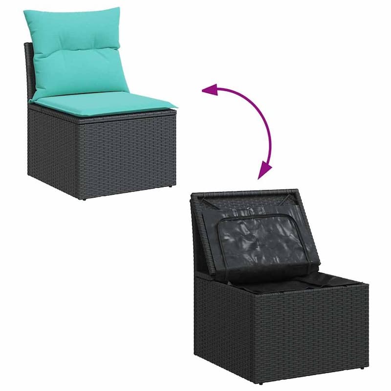 vidaXL Patio Sofa Set with Cushions Table and Couches 8 Piece Poly Rattan