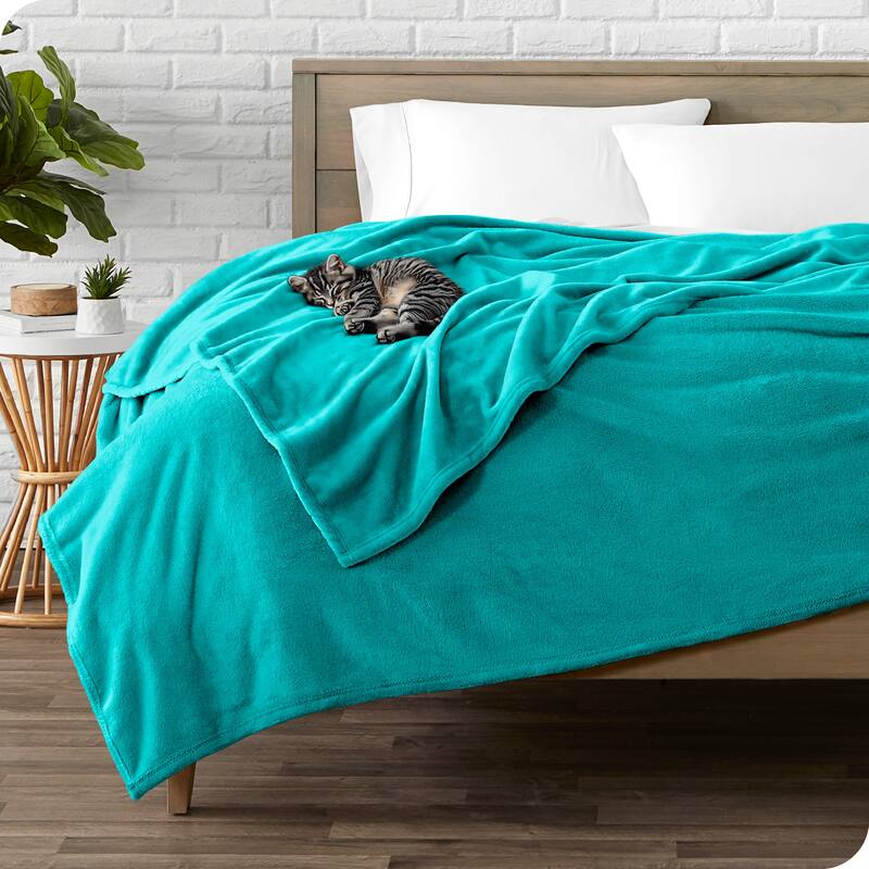 Bare Home Microplush Fleece Blanket - Ultra-Soft - Cozy Fuzzy Warm - Twin - Twin XL - Emerald