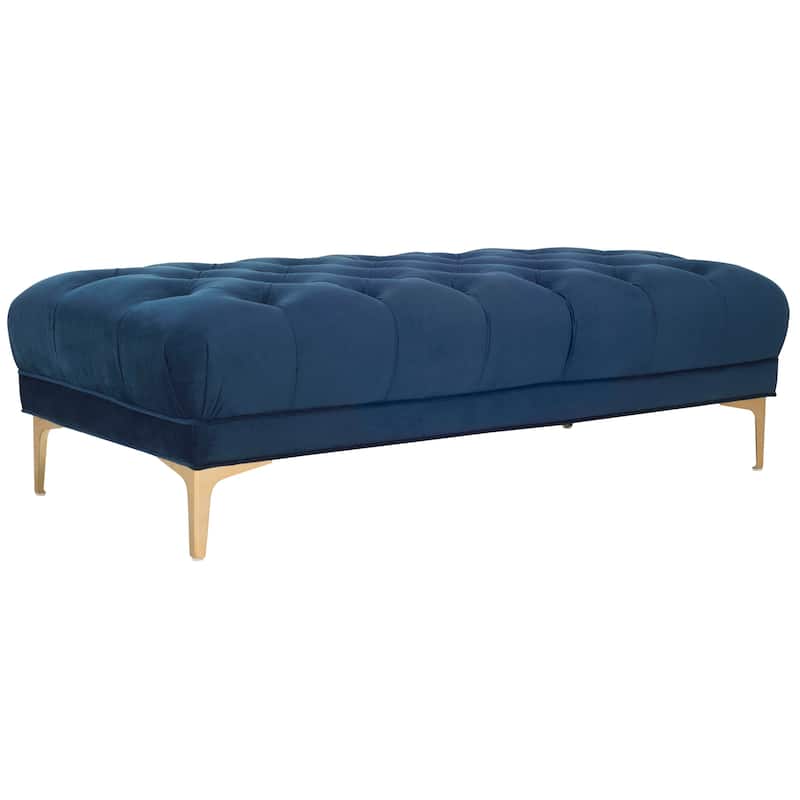 SAFAVIEH Rennie Navy/ Brass Tufted Rectangular Bench - 54" x 27" x 16" - 54Wx27Dx16H