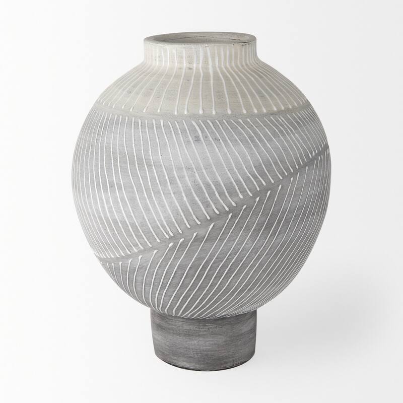 Blume Off-White And Gray Textured Ceramic Vase