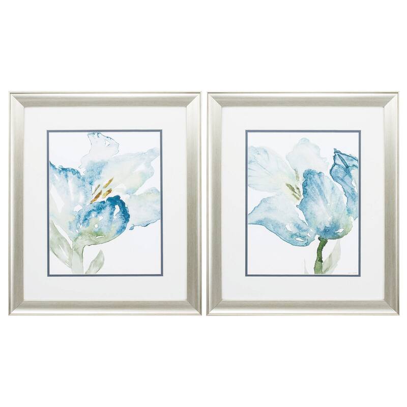 Baby Blue Tulips S/2 Framed Art Under glass - 22 X 19 X 1