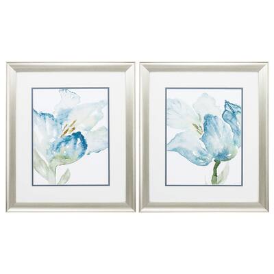 Baby Blue Tulips S/2 Framed Art Under glass