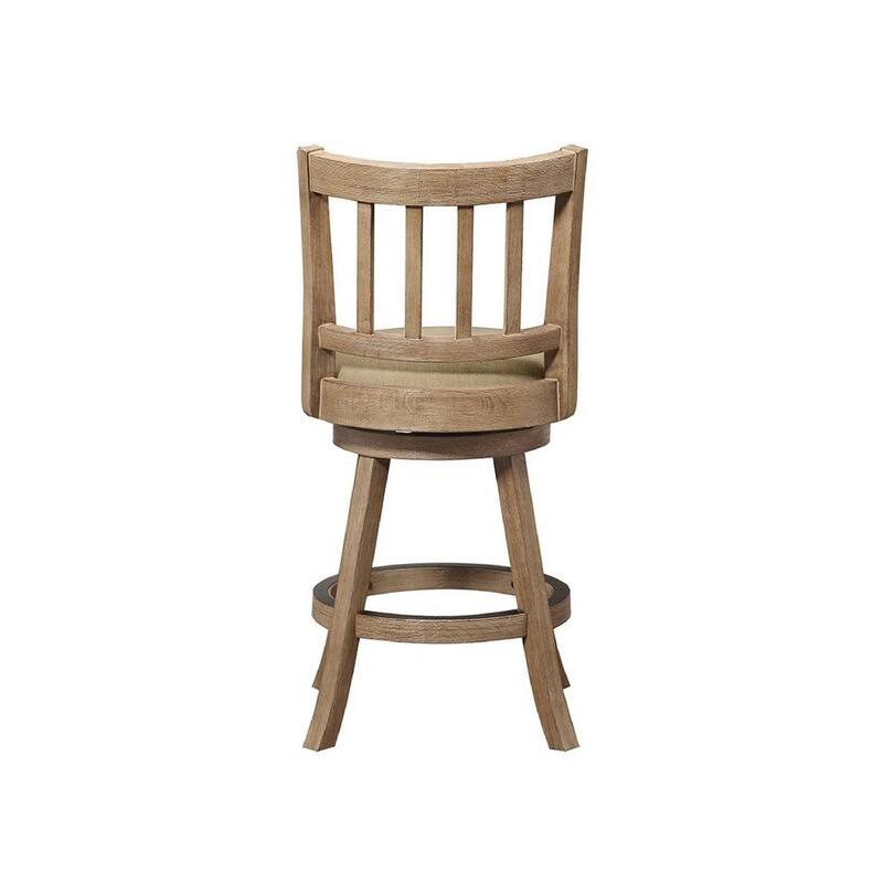 24 Inch Solid Wood Swivel Counter Stool, Slatted - 21.5 L x 18 W x 37.5 H