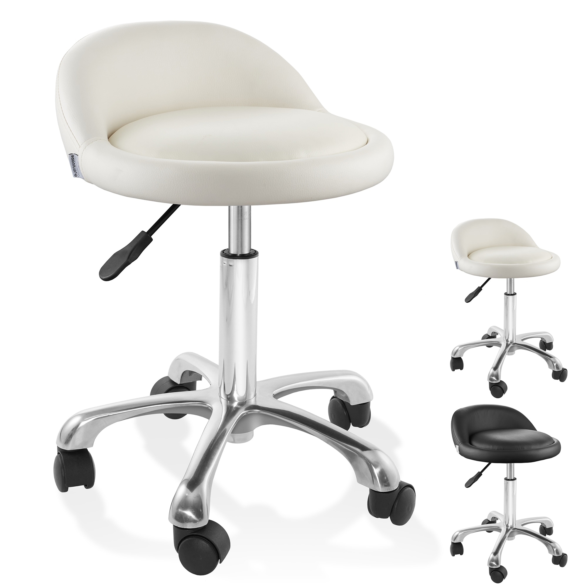 Rolling Adjustable Hydraulic Salon Stool with Low Backrest Bed