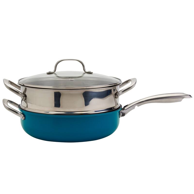 Denmark Tools for Cooks 3-piece Alum Favorite Saute Steamer Pan - Blue