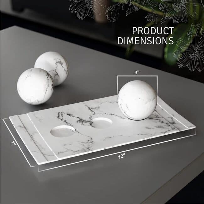 Creative Scents White Marble Home Decor Tray and Orb Set