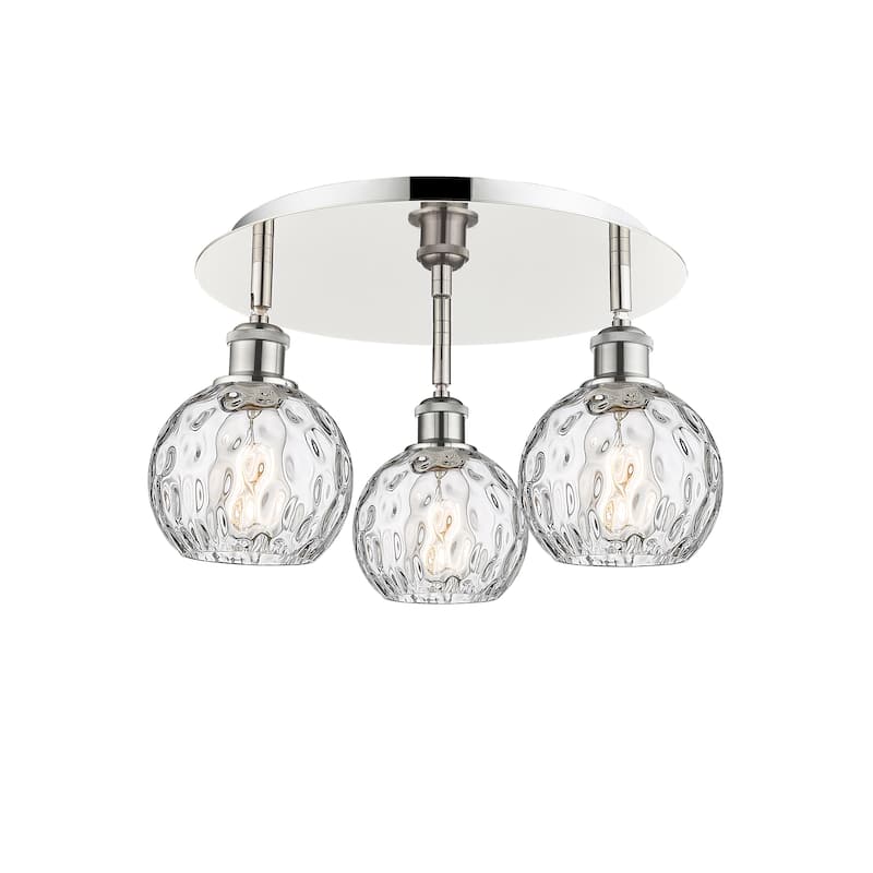 Innovations Lighting Athens Water Glass - 3 Light 18" Flush Mount