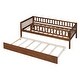 preview thumbnail 5 of 46, Wooden Daybed, Twin Sofa Bed with Trundle and Fence Guardrails for Kids Teens Adults, Wood Slat Support, No Box Spring Needed