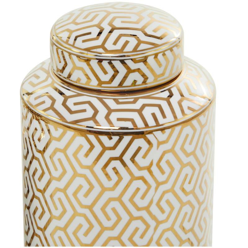 White, Black, Gold, Blue or Silver Ceramic Decorative Jars with Gold or Silver Accents (Set of 2)