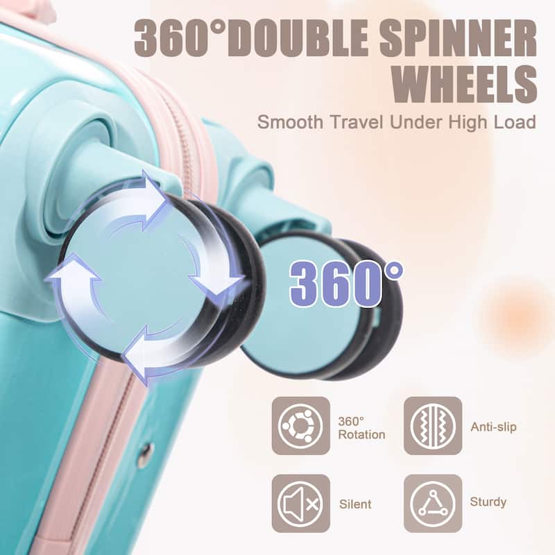 14In 20In 2 pcs in PC Spinner Wheel Luggage, Carry on Suitcase, With Gradient Color and Combination Lock