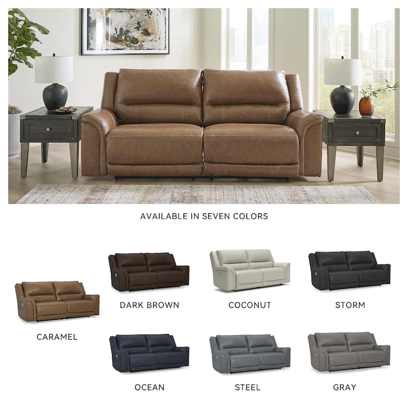Signature Design by Ashley Trasimeno Caramel Power Reclining Sofa - 92" W x 40" D x 42" H