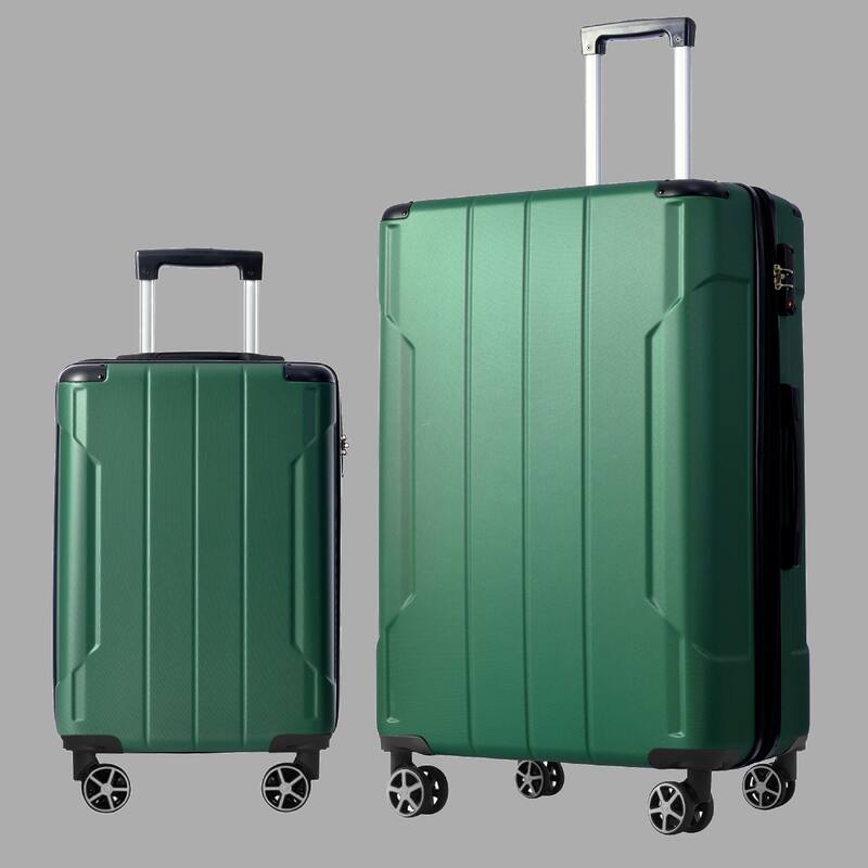 Lightweight ABS 2-Piece Luggage Set with 28" Expandable Suitcase and TSA Lock (20/28) - Green