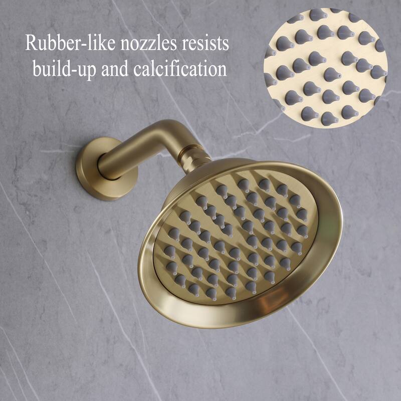 Vintage 6'' Round Complete Rainfall Shower Head System with Handheld and Hose in Black / Gold