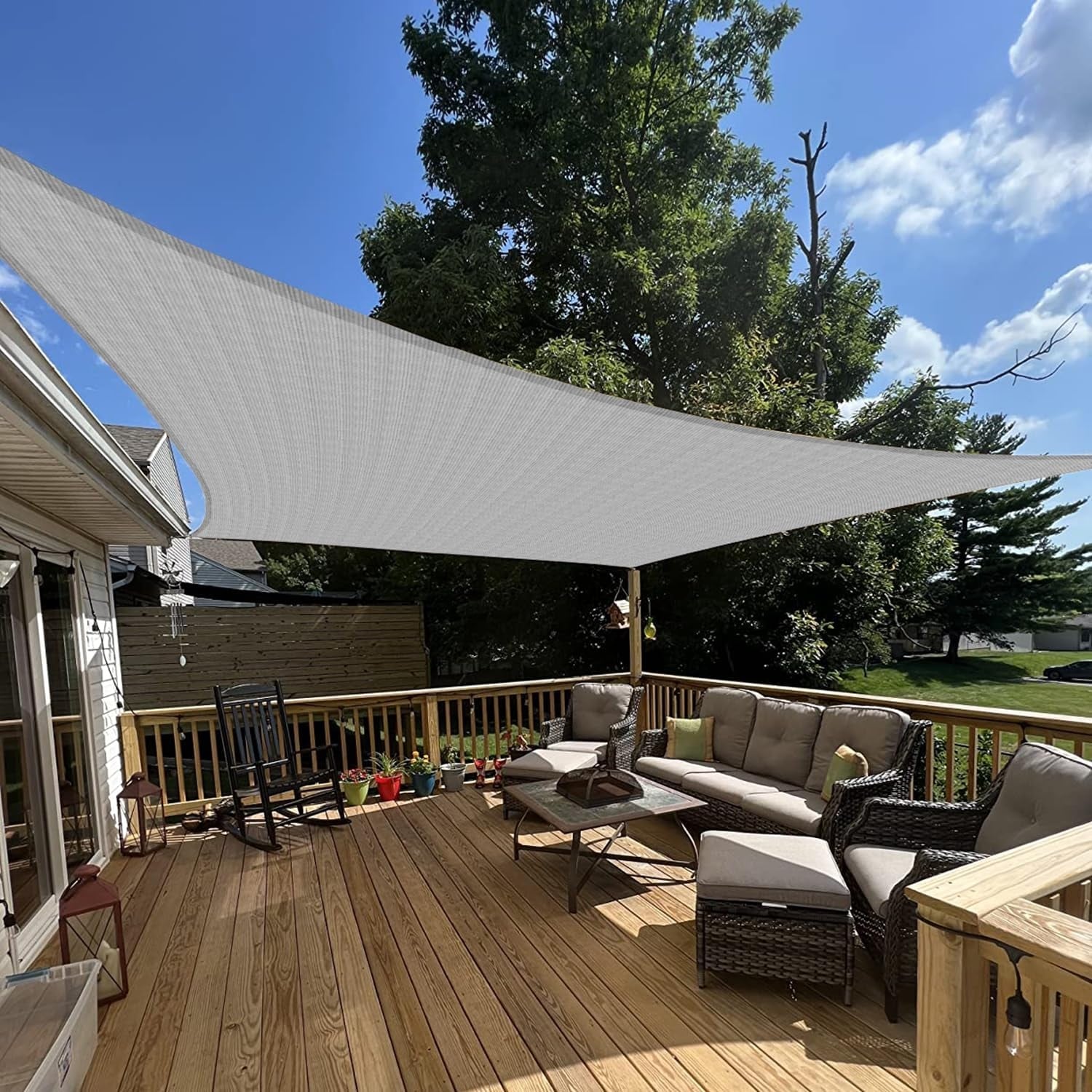 18' x 20' Rectangle Sun Shade Sail Canopy Cover for Patio Garden Backyard Outdoor UV Protection (Gray)