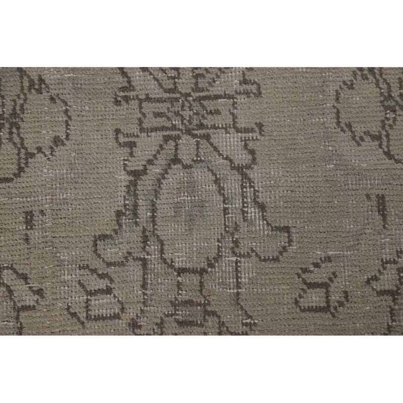 Distressed Beige Tabriz Persian Vintage Rug Handmade Wool Carpet - 6'6"x 9'7"