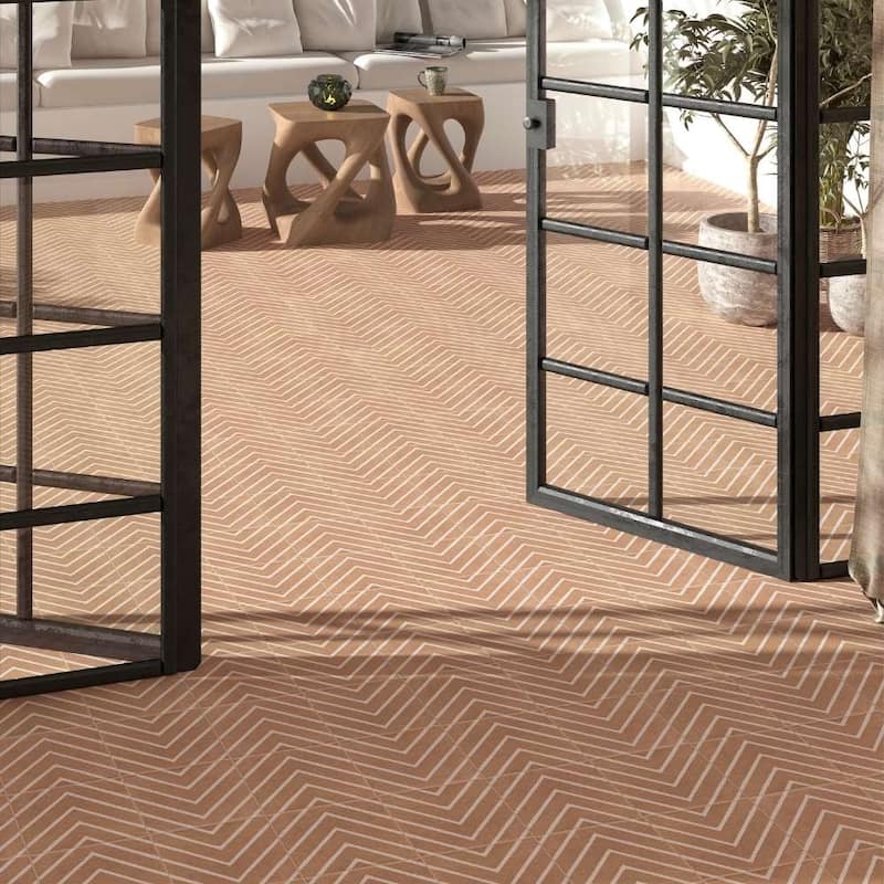 Verity Woven 8x8 Matte Porcelain Encaustic Tile - Floor, Wall, Backsplash