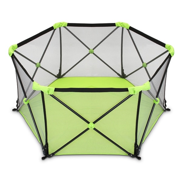 Baby Safety Playpen Portable Play Yard Infants Foldable Toddler Play Fence 55.11x26" Bed