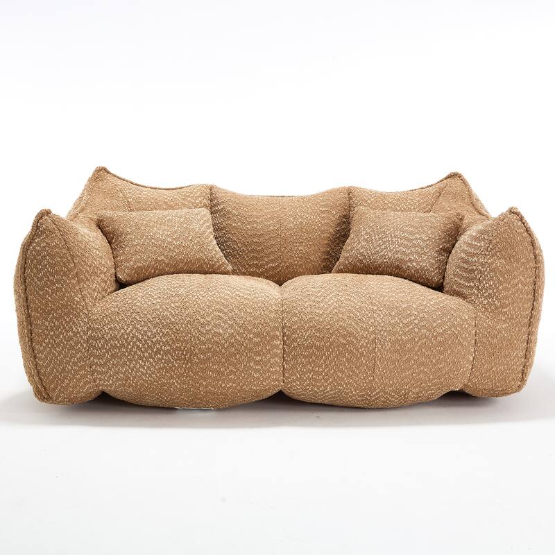 73.2" Chenille Oversized Beanbag Sofa Chair with High-Resilience Foam, Armrests and Handles