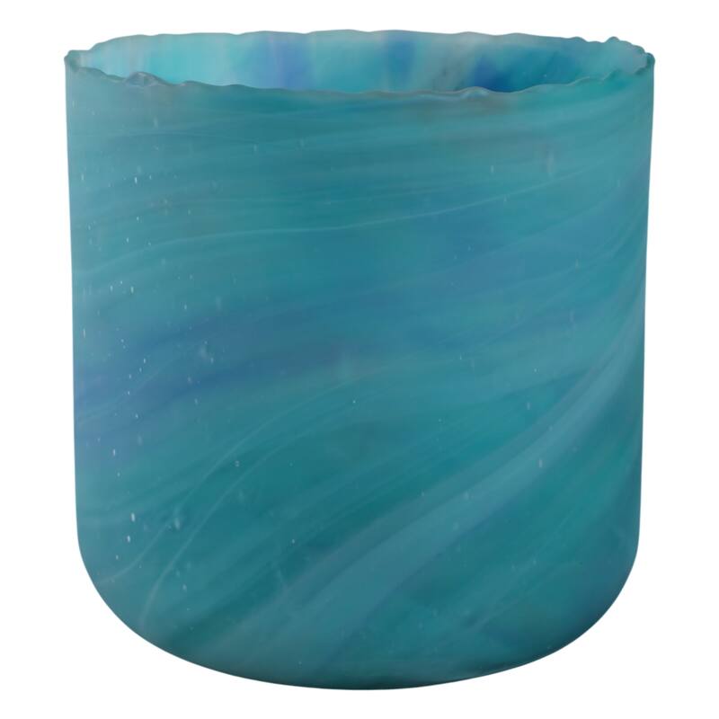 Glass Vase Modern Swirled Flower Pattern Coastal Inspired Tall Accent