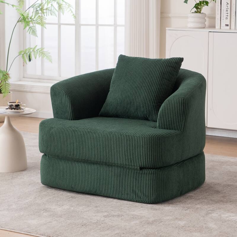 Corduroy Foldable Single Recliner Sofa