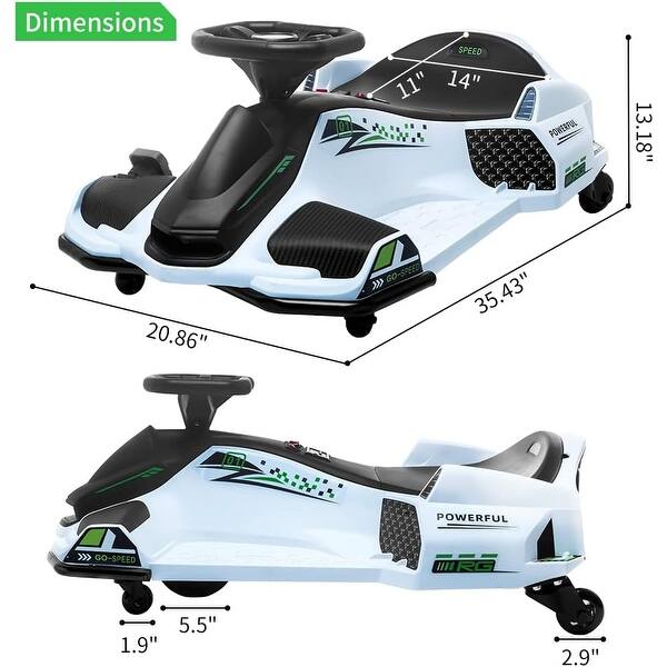 dimension image slide 3 of 5, 12V Kids Ride on Drift Car for Kids