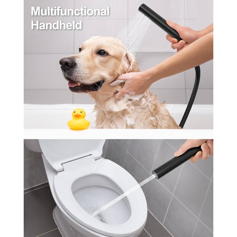 GRANDJOY Shower Faucet Set 12 inch Wall Mount Rainfall Waterfall Shower Head Body Jets Handheld Spray Thermostatic Valve