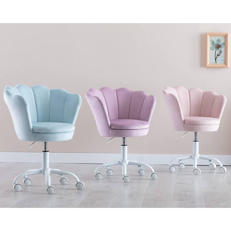 Cute Desk Chair, Velvet Bedroom Chair Adjustable Child Computer Chair