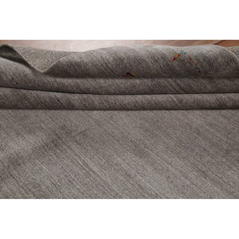 Tribal Gabbeh Indian Rug Hand-Knotted Wool Carpet - 9'1"x 11'6"