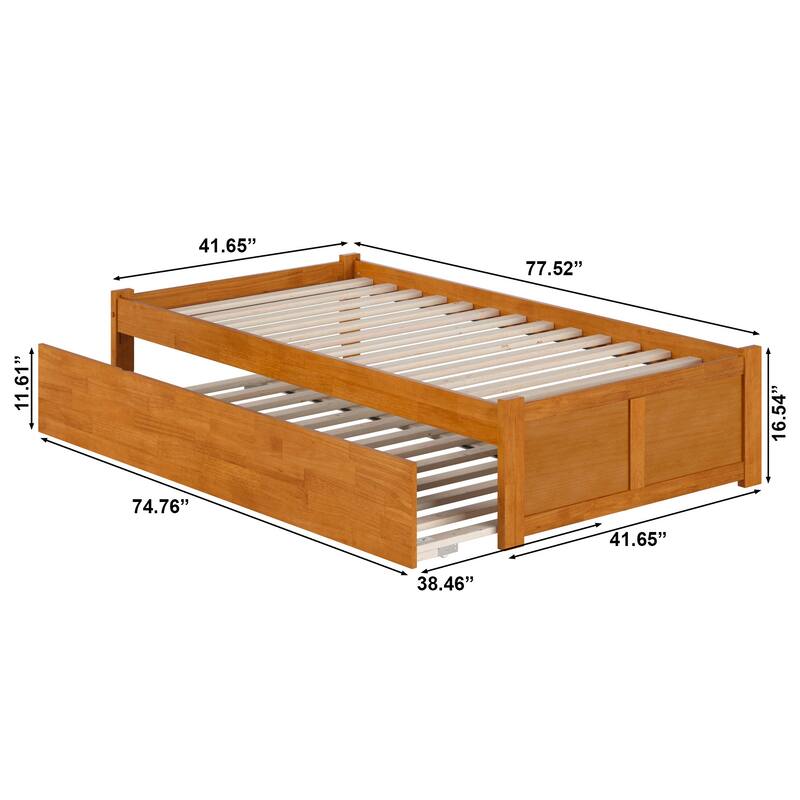 Concord Platform Bed with Footboard and Twin Trundle Bed