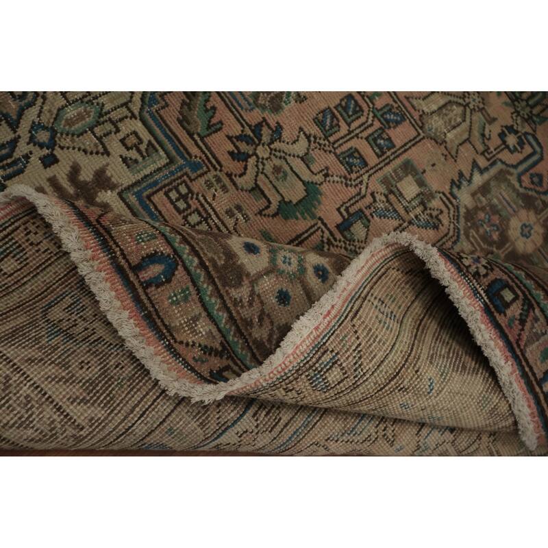 Hand Knotted Oriental 100% Wool Carpet Traditional Medallion Pink Tabriz Area Rug - 9' 8'' X 6' 6''