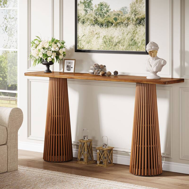 63'' Long Console Table, Wooden Sofa Table Behind the Couch Entryway Furniture