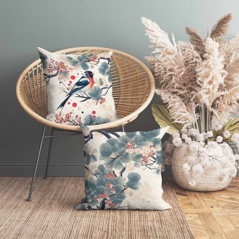 Pine and Ember Indoor/Outdoor Reversible Throw Pillow Blue and Red