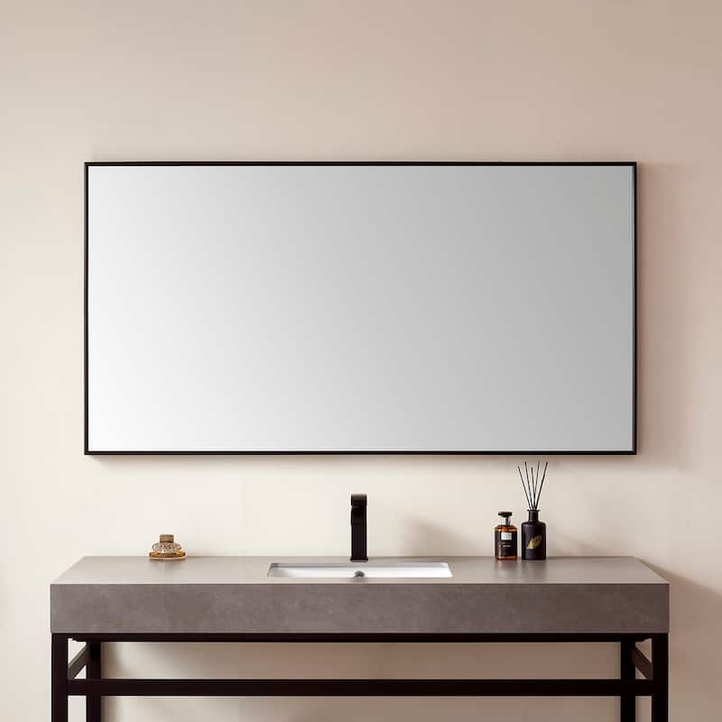 Viella 60" Bathroom Vanity Aluminum Framed Wall Mirror in Black