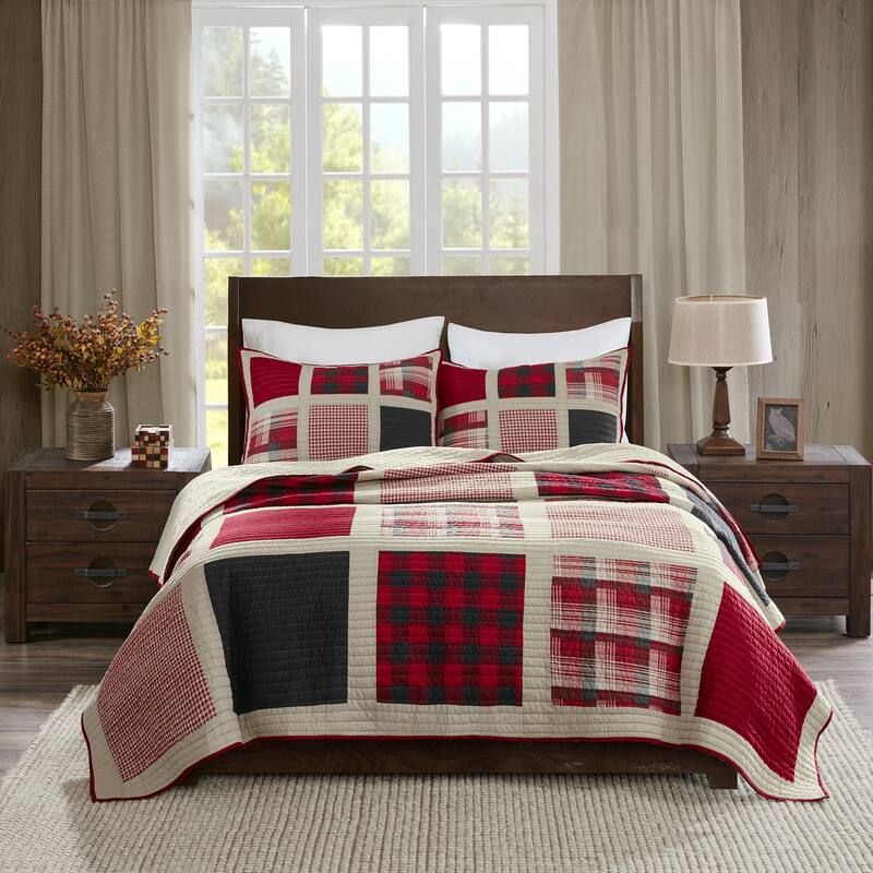 Woolrich Huntington Red 100-percent Cotton Oversized Quilt Mini Set - Full - Queen