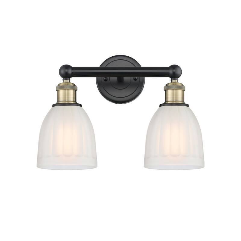Innovations Lighting 616-2W-12-15 Brookfield Vanity Brookfield 2 Light - Black Antique Brass / White