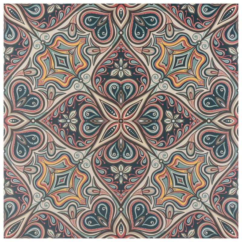 Merola Tile Imagine Tapestry Mandala 19-3/8" x 19-3/8" Porcelain Floor and Wall Tile