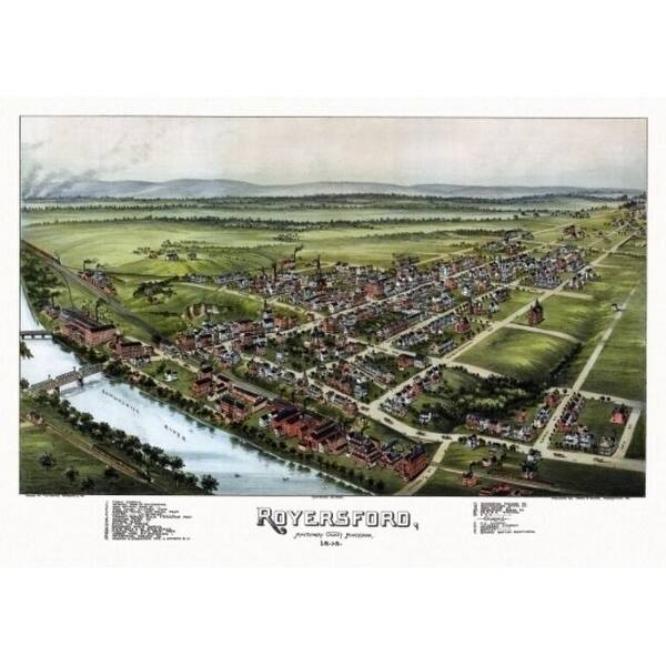 Antique Map Of Royersford Pennsylvania 1893 Montgomery County Poster