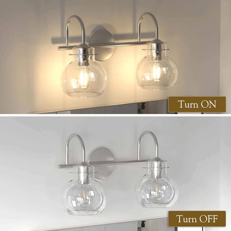 Modern 2/3/4 Bathroom Vanity Lights Clear Globe Glass Shade