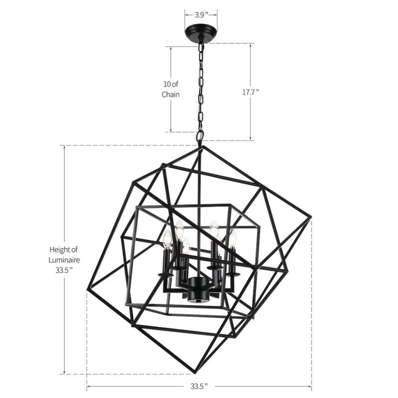 29.5" Open Work Large Cube Lantern Cubist Pendant Light Iron Art Design Pendant Ceiling Light Fixture Frame
