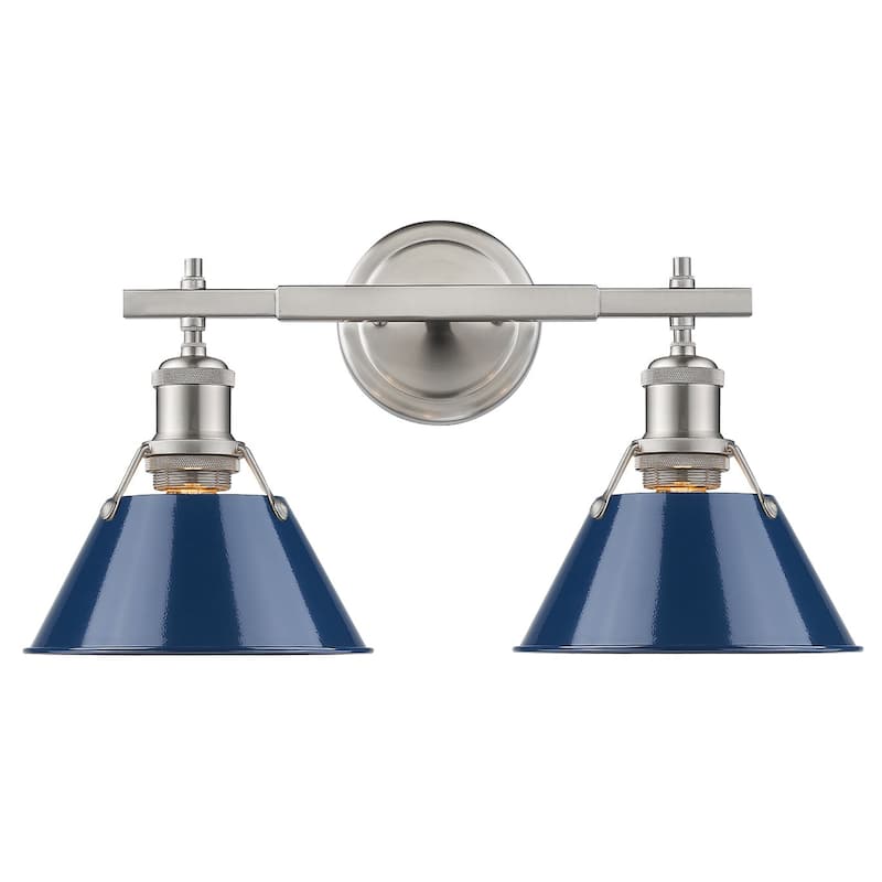Golden Lighting Orwell 2 Light 18-1/4" Wide Bathroom Vanity Light in - Pewter with Navy Shades