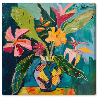 Art Remedy Vase Of Tropical Flowers Ii Gallery Wrapped Flowers In Vase Paintings